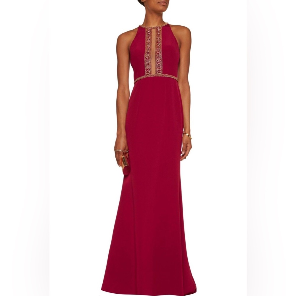 Mikael Aghal Embellished Crepe Gown